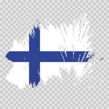 fırça bayrağı Finlandiya vektörü şeffaf arkaplan dosya biçimi eps, Finlandiya bayrağı fırça darbesi suluboya tasarım şablonu unsuru, Finlandiya ulusal bayrağı