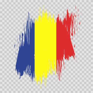 fırça bayrağı vektörü şeffaf arkaplan dosya biçimi eps, Chad bayrağı fırça darbesi suluboya tasarım şablonu unsuru, ulusal Chad bayrağı