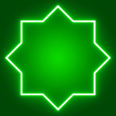 İslami tasarım arka planı için yeşil çizgi neonu