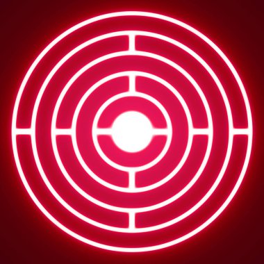 ok simgesi tasarımı ile kırmızı neon daire hedefi