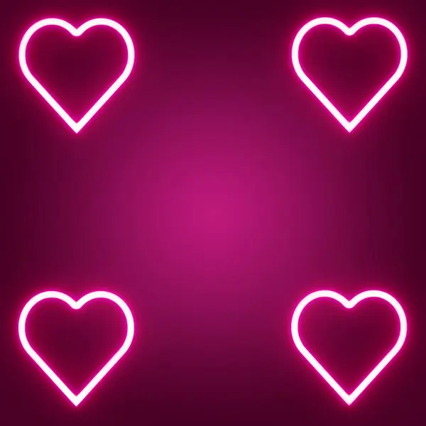 valentine hearts background pink neon light on wall glow in the dark