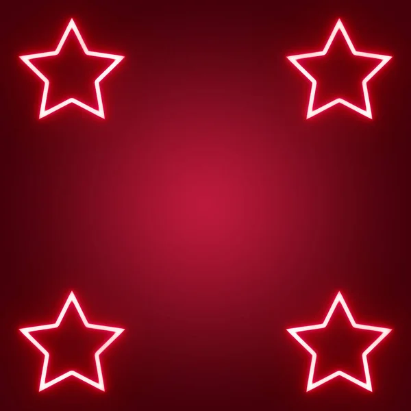 red stars neon glow in the dark design, star light red copy space text frame