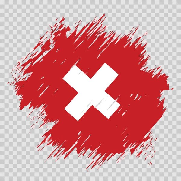 brush flag Switzerland vector transparent background file format eps, Switzerland flag brush stroke watercolour design template element, national flag of Switzerland 