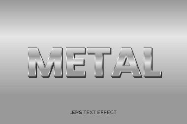 Metal Metin Efekti, gümüş metin efekti düzenlenebilir vektör 