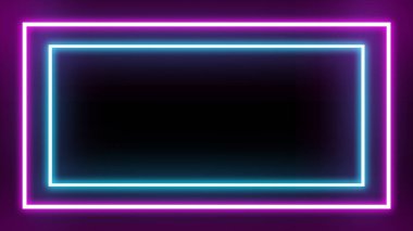 mor mavi çerçeve çizgisi parlak neon boş arkaplan modern neon ışık arkaplanı