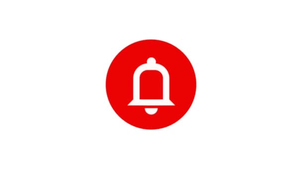 动画Youtube铃铛图标通知红色设计模板 订阅铃铛图标白色背景 — 图库视频影像