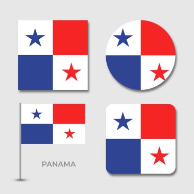 panama bayrağı set tasarım illüstrasyon şablon dosya biçimi transparan, ulusal bayrak dizayn şablonu çizim şablonu gölge tasarımı