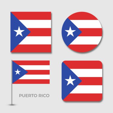 Puerto rico bayrağı tasarım illüstrasyon şablon dosya biçimi, şeffaf, ulusal bayrak set tasarım şablon çizimi, gölgeli tasarım