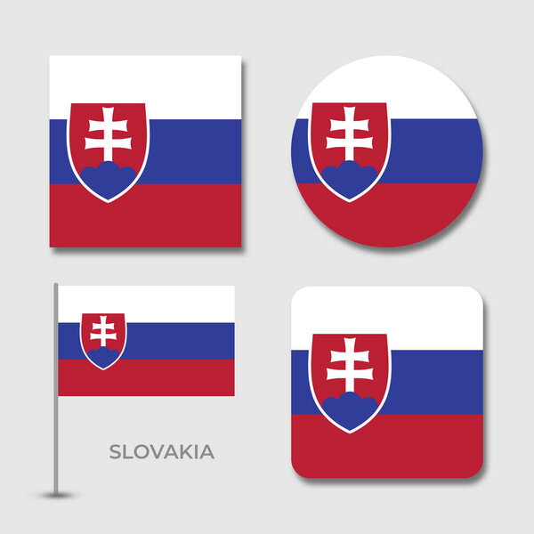 slovakia flag set design illustration template file format eps transparent, national flag set design template illustration vector design with shadow