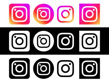 Instagram logosu tasarım elemanı şablonu, Instagram siyah logo tasarımı