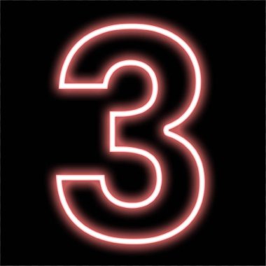 neon kırmızı üç numara, 3 numaralı tasarım şablonu 