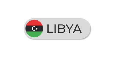 Metin saydam arkaplan dosya biçimlerine sahip Libya bayrağı, Libya metin harfleri başlık tasarımı için şablon çizimi, daire bayrağına sahip Libya ülkesi