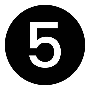 Siyah numara 5 simge şablonu şeffaf siyah daire numara 5