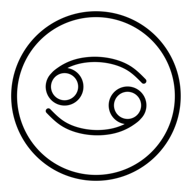 Astrolojik takvim yıldız falı vektörü tasarım elemanı şeffaf arkaplan png dosyası için kanser zodyak sembolü siyah çizgi elementi