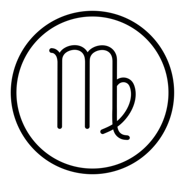 Başak burcu sembolü astrolojik takvim yıldız falı vektörü tasarım elemanı için siyah çizgi elementi şeffaf arkaplan png dosyası