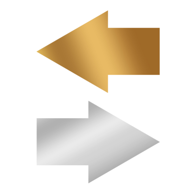 Tasarım gümüş ve lüks ok sembolünü altın olarak ayarla