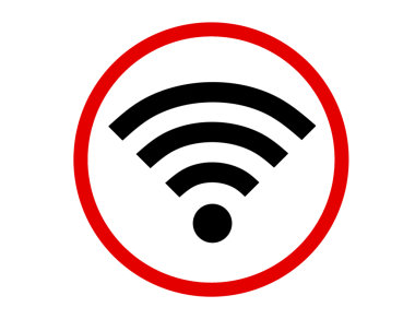 wifi sembolü ögesi png dosyası kırmızı daire çizgisi ile şeffaf arkaplan