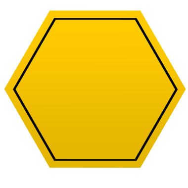 Sarı altıgen uyarı işareti şeffaf element boş