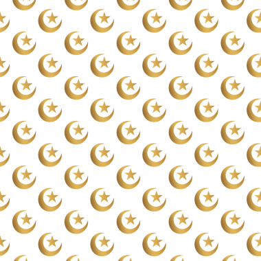 Kusursuz desenli altın ay yıldızı simgesi dekorasyon şablonu