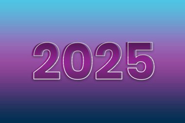 Mor renk gradyanı Mutlu yıllar 2025 harf şablonu