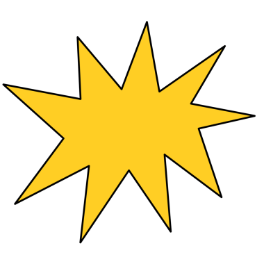 Çizgi film tarzı sarı konuşma kabarcığı rozeti gibi şeffaf arkaplan patlaması