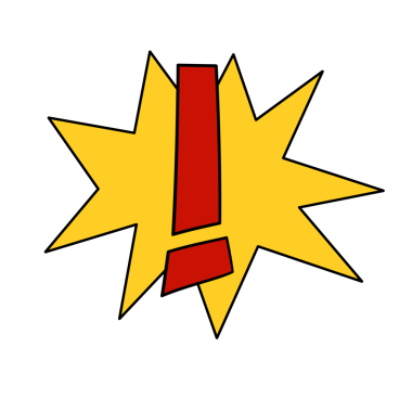 kırmızı ünlem işareti, dikkat simgesi tasarım şablon png dosyası yıldız patlaması sarısı ile şeffaf