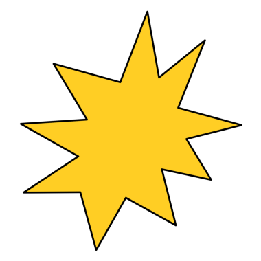 Çizgi film tarzı sarı konuşma kabarcığı rozeti gibi şeffaf arkaplan patlaması