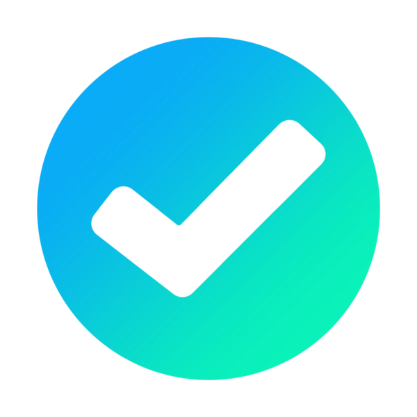 Sosyal medya kontrol işareti doğrulanmış sembol eğrisi mavi yeşil