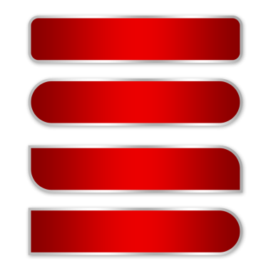 Gümüş çizgi lüks element png dosyasıyla dikdörtgen kırmızı düğmeler seti şeffaf arkaplan