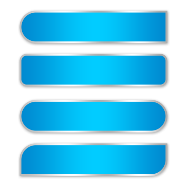 Mavi gümüş düğme dikdörtgen ögesi png dosyası seti şeffaf arkaplan