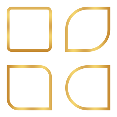 Kare şeklindeki altın çizgi tasarım elementi şeffaf, temel şekil kare çerçeve altın tasarım şablon png dosyası