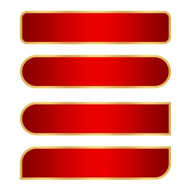 Altın çizgili lüks element png dosyasına sahip kırmızı düğmeler seti şeffaf arkaplan