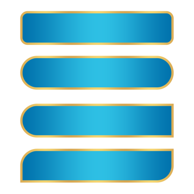 Altın çizgili lüks element png dosyasına sahip mavi düğmeler seti şeffaf arkaplan