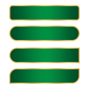 Altın çizgili lüks element png dosyasıyla dikdörtgen şeklinde yeşil düğmeler.