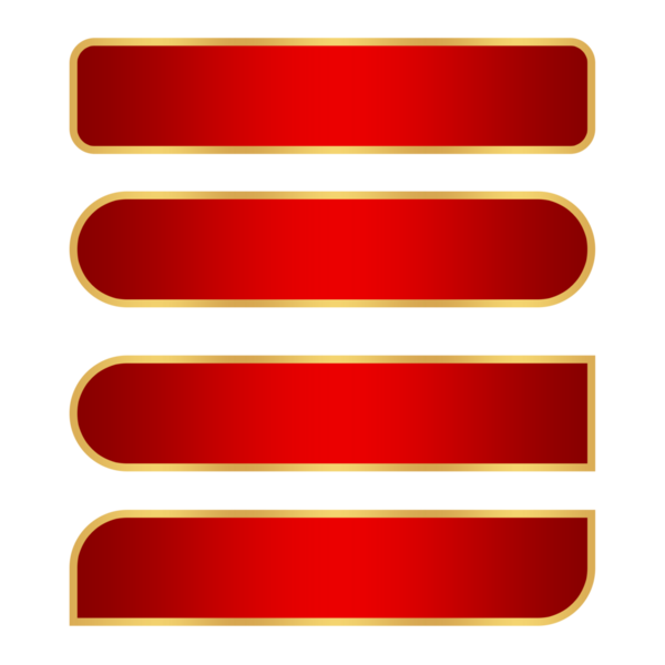 Altın çizgili lüks element png dosyasına sahip kırmızı düğmeler seti şeffaf arkaplan