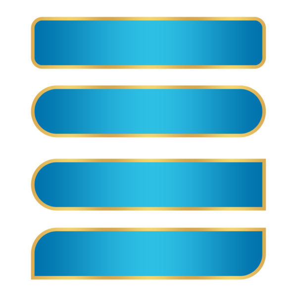 Altın çizgili lüks element png dosyasına sahip mavi düğmeler seti şeffaf arkaplan