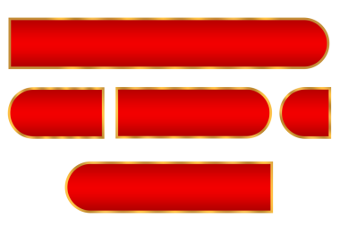 Altın çizgili lüks element png dosyasına sahip kırmızı düğmeler seti şeffaf arkaplan