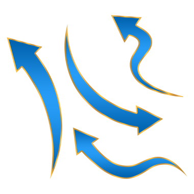 lüks mavi ok şeffaf png ögesi, altın çizgi ok ögesi şablonu