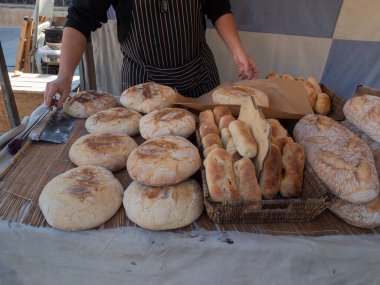 Street vendor of bread with varieties