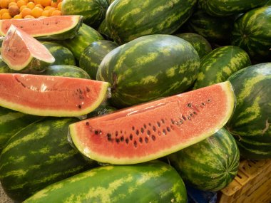 Bulk watermelons for sale in the market