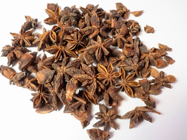 Star anise spice with white background