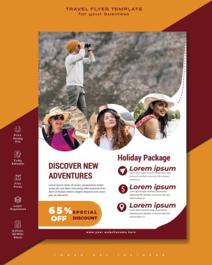 Seyahat broşürü tasarımı. seyahat tur el ilanı şablonu