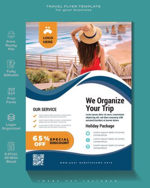 Seyahat broşürü tasarımı. seyahat tur el ilanı şablonu