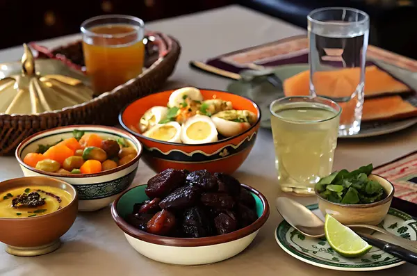 Geleneksel Ramazan İftarı, Hurma, Meyve Suyu ve Sağlıklı Ramazan Yemeği, Ramazan Mübareği