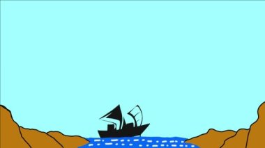 Animated video of the sea, clouds and ships. suitable for video presentations, content and others