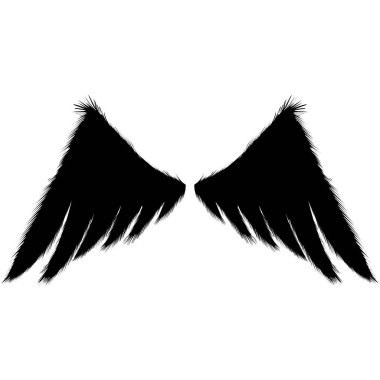 Şeffaf bir arkaplanda iki siyah kanat tasarımı.