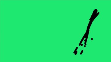 Animated stick man jumping with stylish effect on green screen background