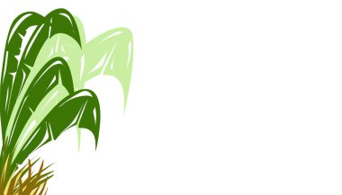Background illustration of green plants of banana leaves and yellow grass. Perfect for website wallpapers, posters, banners, book covers, invitation covers