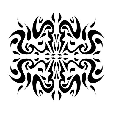 Estetik şekilli kabile dövmesi tasviri. Çıkartmalar, giysi çıkartmaları, şapkalar, ayakkabılar, posterler, afişler, kitap kapakları, simgeler için mükemmel