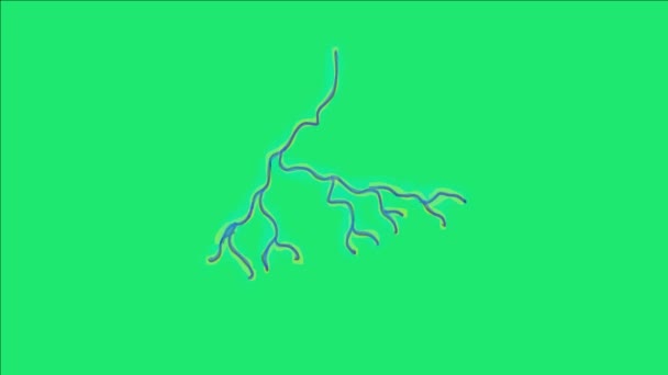 Blue Lightning Animation Green Screen Effect Video Perfect Footage Content — Stock Video